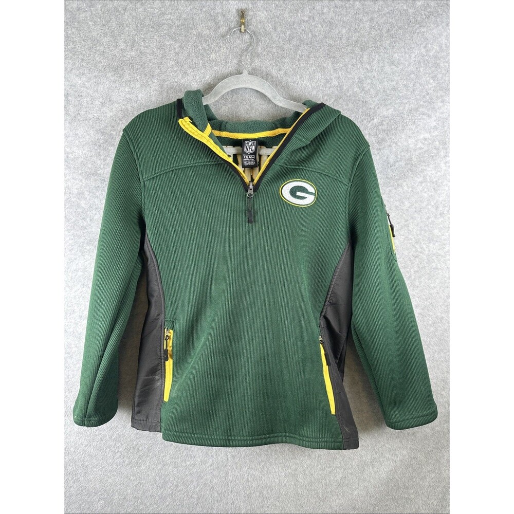 Green Bay Packers Jacket Hoodie Kids XL 20 NFL Full Zip Hooded Spellout Thermal